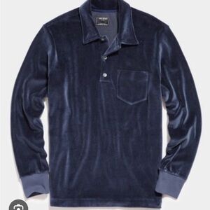 Todd Snyder Blue Velour Polo Shirt